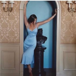 Danielle Bernstein, Shop we wore what polyester slip dress pale blue